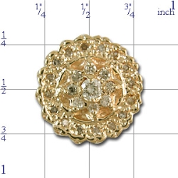 A2425 14K SLIDE WITH 25 DIAMONDS & CENTER FLOWER DESIGN 